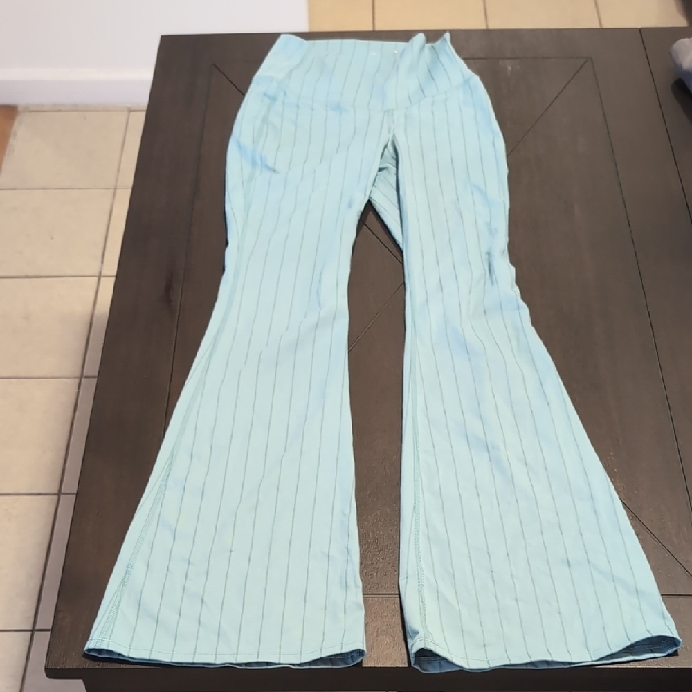 Light Blue Pinstripe Flared Pants